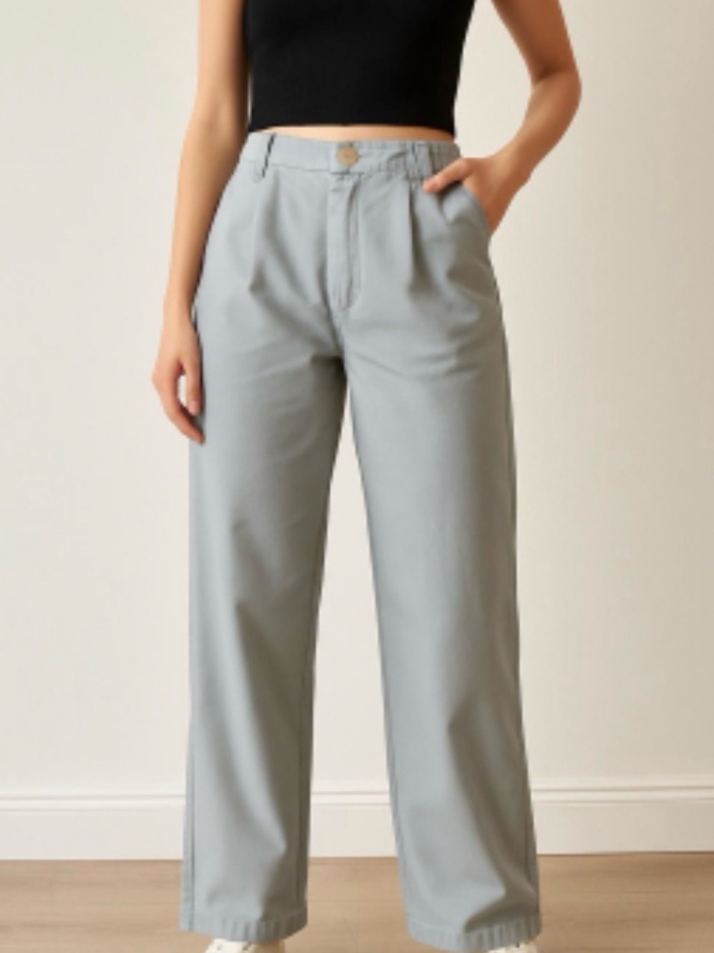 Madewell Light Gray Elastic-Waist pleated straight leg Trousers size 2